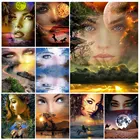 Полноформатнаякруглая алмазная живопись, мозаика, пейзаж, алмазная вышивка, глаза, женщина, пейзаж, вышивка крестиком, сделай сам, домашний декор, подарки