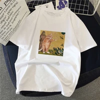 2021 summer women t shirt oil paintings of cat printed tshirts casual tops tee harajuku 90s vintage white tshirt female clothing