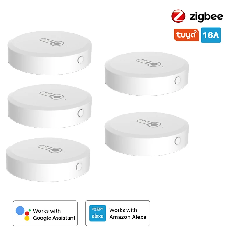 

Смарт-датчик температуры и влажности Tuya/SmartLife App ZigBee работает с Zigbee Hub через Alexa Google Home Smart Home