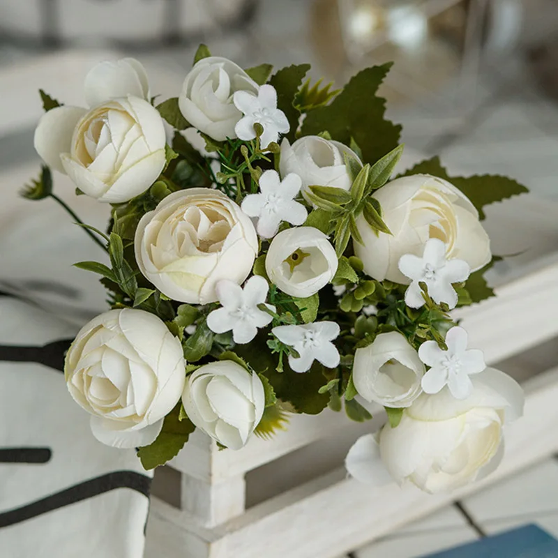 Искусственные шелковые цветы 10 головок/букет искусственные розы маленькие