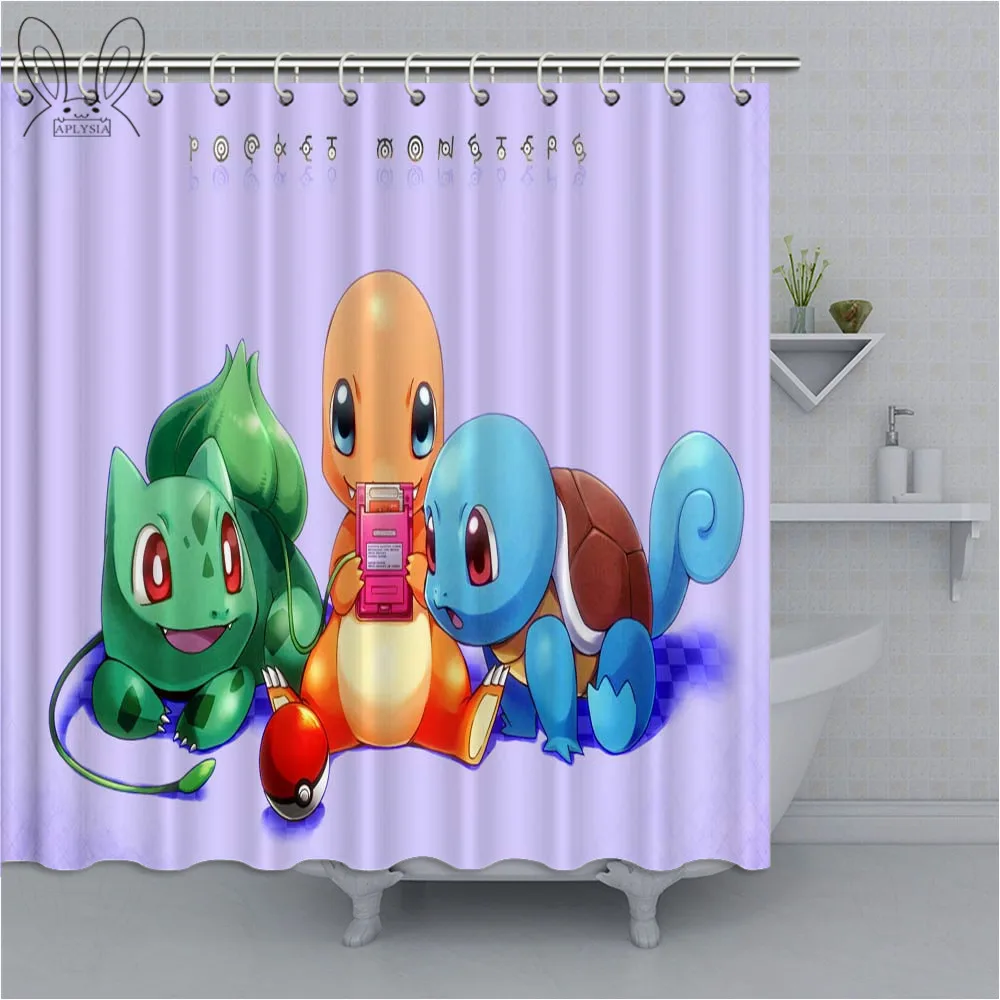 Pokemon cute Squirtle Charmander bulbasaur популярная классическая индивидуальная занавеска для душа, Высококачественная Полиэстеровая занавеска для ванной с комплектами - Цвет: 74060
