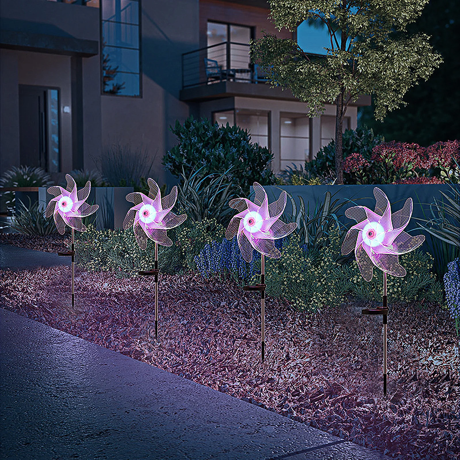 Solar Wind Spinner Garden LED Solar Powered Stake Pinwheels Light Outdoor Decorative Lawn Lighting Copper Wire Lamp