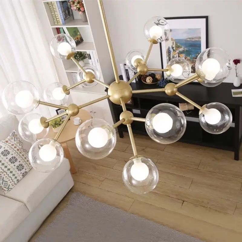 Magic Bean glass balls chandelier Molecule lamp Black Rose Gold Color Mid Century Home Decor Suspension pendant lamps Fixtures | Освещение