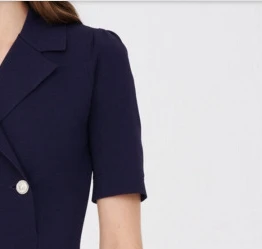 

2021 Spring/Summer New French Commuter Double Breasted Short Sleeve Slim Knit Suit Dress