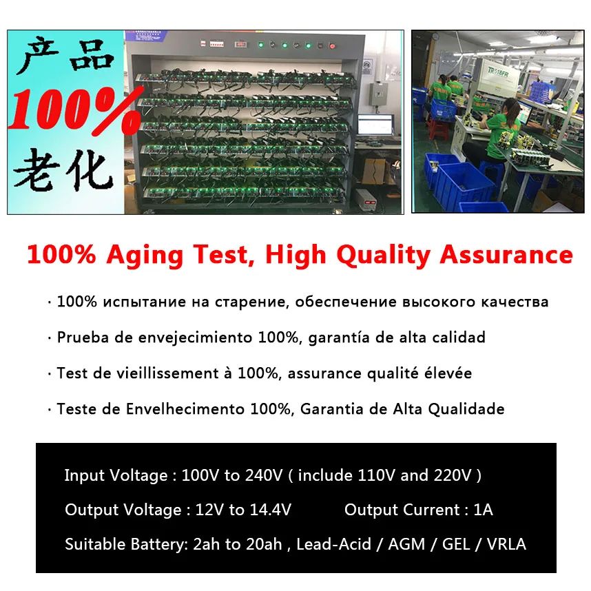 12 V 1000ma умный свинцово кислотный гелевый Аккумулятор AGM зарядное устройство для