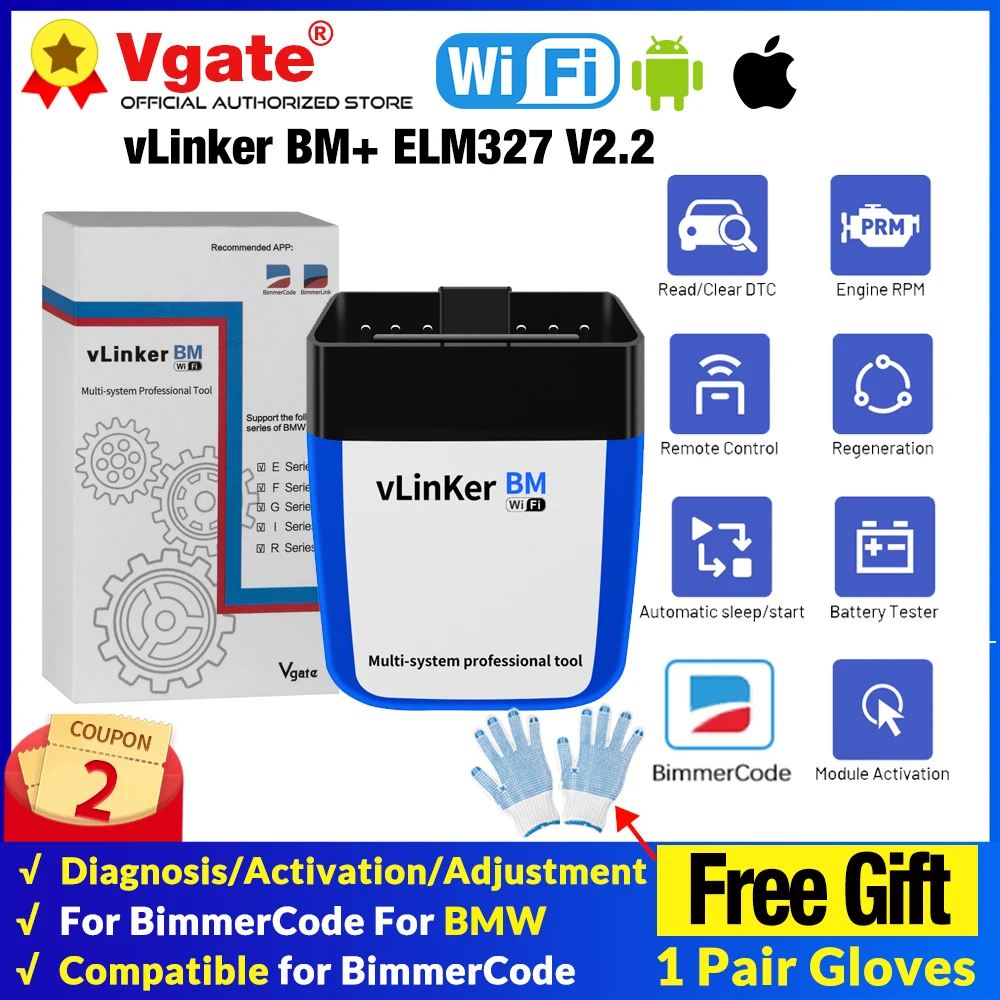 Автомобильный диагностический сканер Vgate vLinker BM ELM327 V2.2 Bluetooth 4 0 wifi OBD 2 OBD2 ELM 327 |