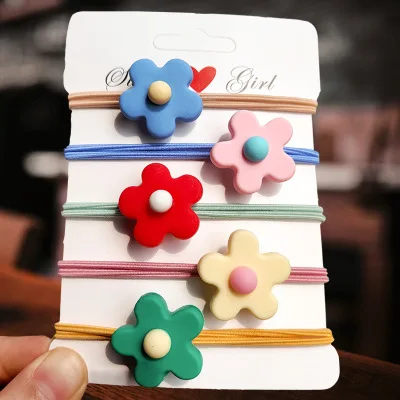 5 шт./компл. эластичная повязка для волос с красивыми маленькими цветами девочек