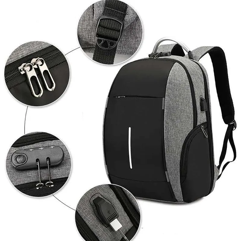 

Anti-Theft Backpack Men Laptop Bag Mochila 15.6 Inch Waterproof Travel Urban Black 2021 Large Capacity School Backpac