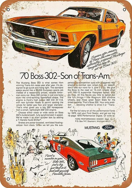 

Mustang Boss 302 Tin Sign art wall decoration,vintage aluminum retro metal sign