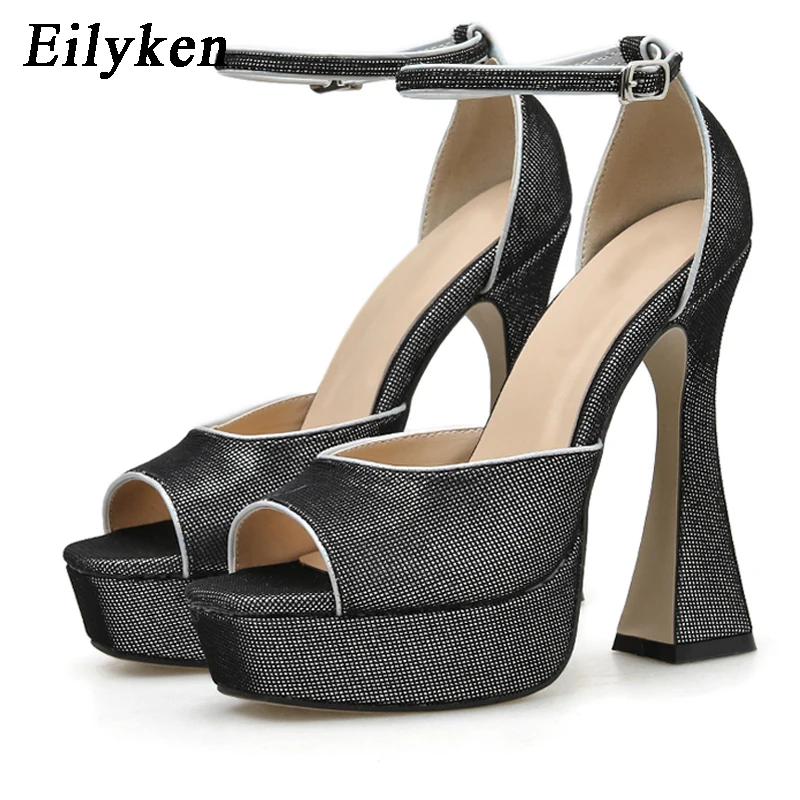 Босоножки женские летние на каблуке шпильке с открытым носком и ремешком