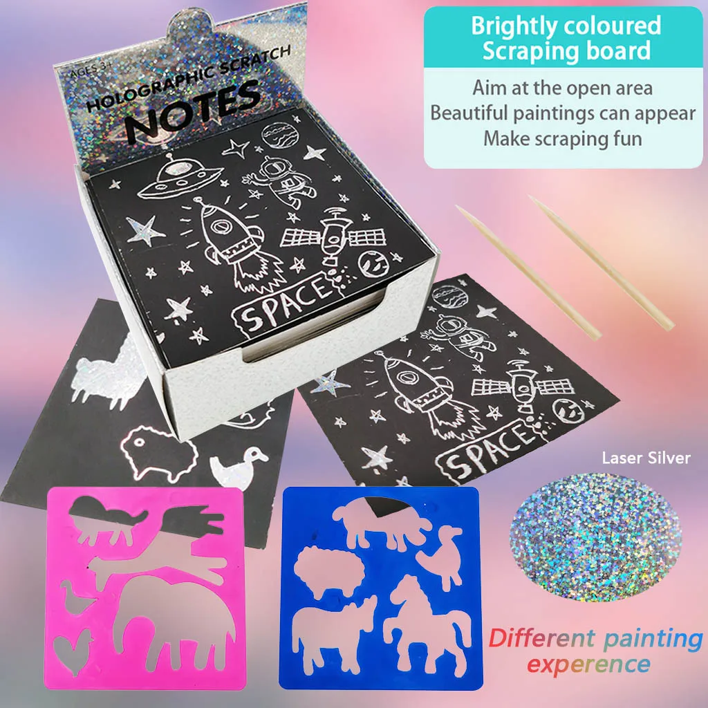Набор для заметок о царапинах Рисование рисунок с голографической радужной