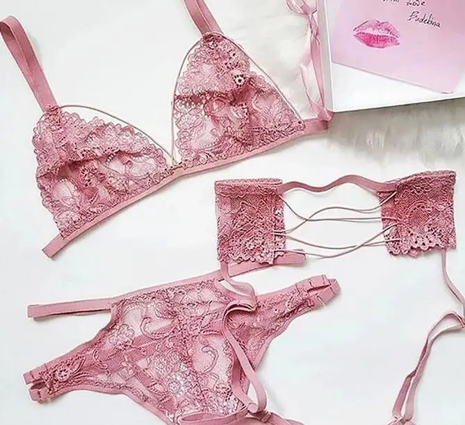 

Woman transparent lace underwear