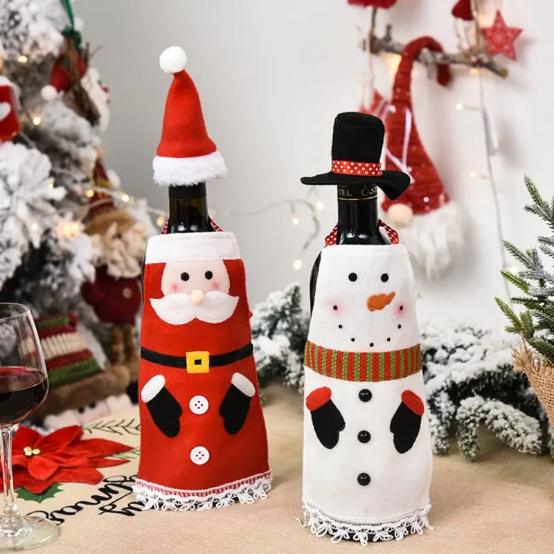

1PC Santa Wine Bottle Dust Cover Santa Claus Wine Bottles Dust Covers Christmas Decorations For Home Dinner Tables Kitchen Decor