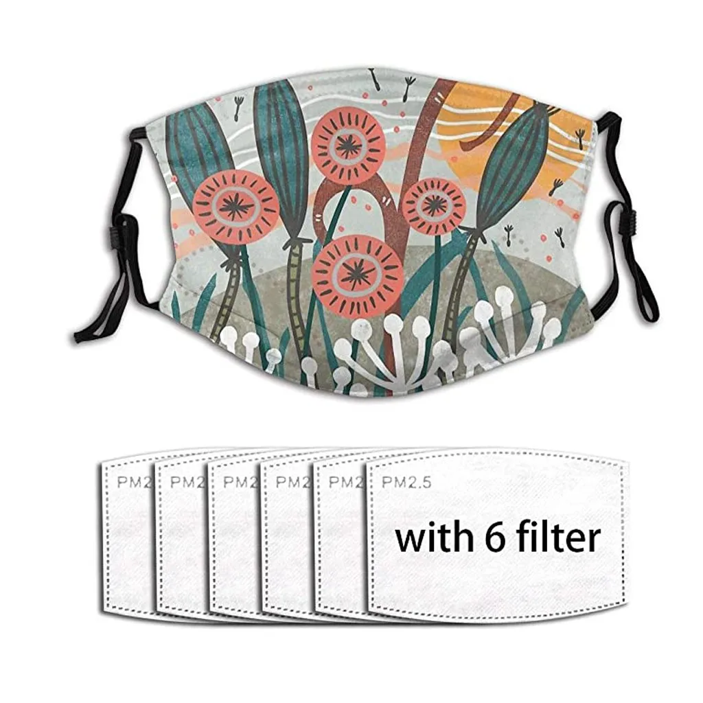 Дышащая Маска для лица PM2.5 с цветочным принтом тканевые защитные маски PM 2 5