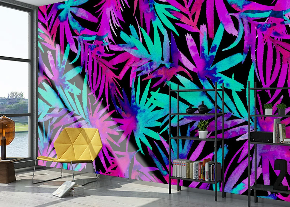 

Custom background wall colorful tropical plant leaves bedroom living room background wall mural wallpaper mural 3d wall for