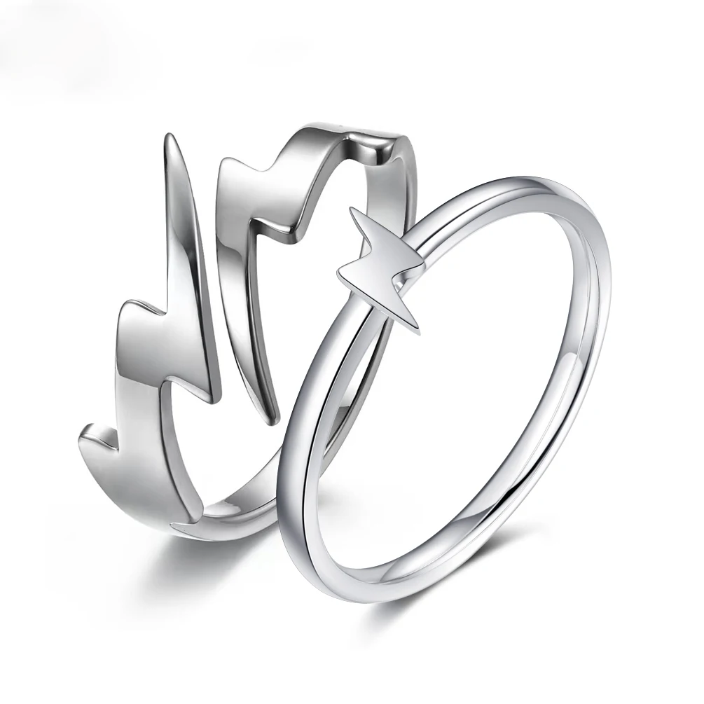 

Christmas Gift Lightning Rings For Women Men Lover Couple Ring Set Friendship Engagement Wedding Band Trend Jewelry