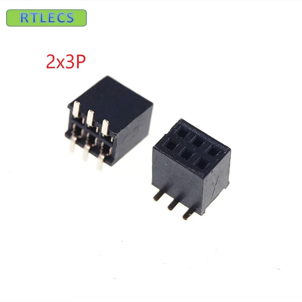 10pcs 2x3 P 6 Pin 2.0 mm Pin Header Female Dual row SMT PCB surface Mount SMD reflow solderable in bulk Rohs Lead Free