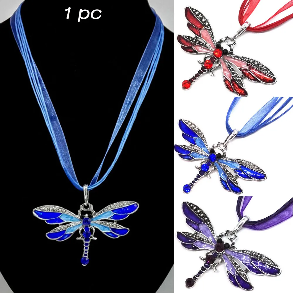 Женская цепочка на свитер со стрекозой многослойное ожерелье с кулоном в