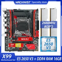 machinist x99 motherboard lga 2011 3 kit set combo with xeon e5 2650 v3 cpu processor 16gb28gddr4 ram memory nvme m 2 x99 rs9