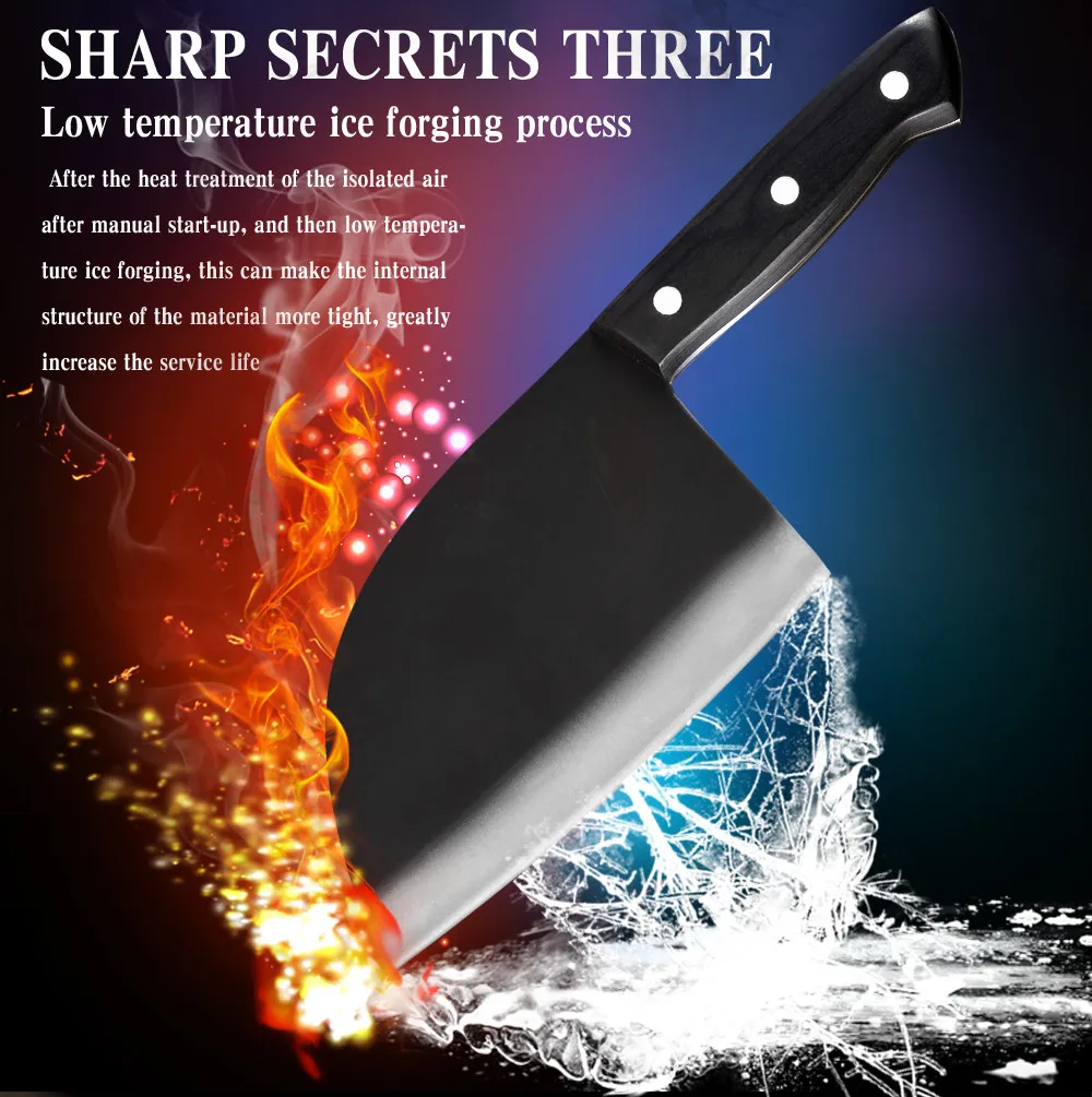 XYj Handmade Forged Chef Butcher Knife Sheath Chopping Sharpening Stone Kitchen Cooking Outdoor Survival Camping Hiking | Дом и сад