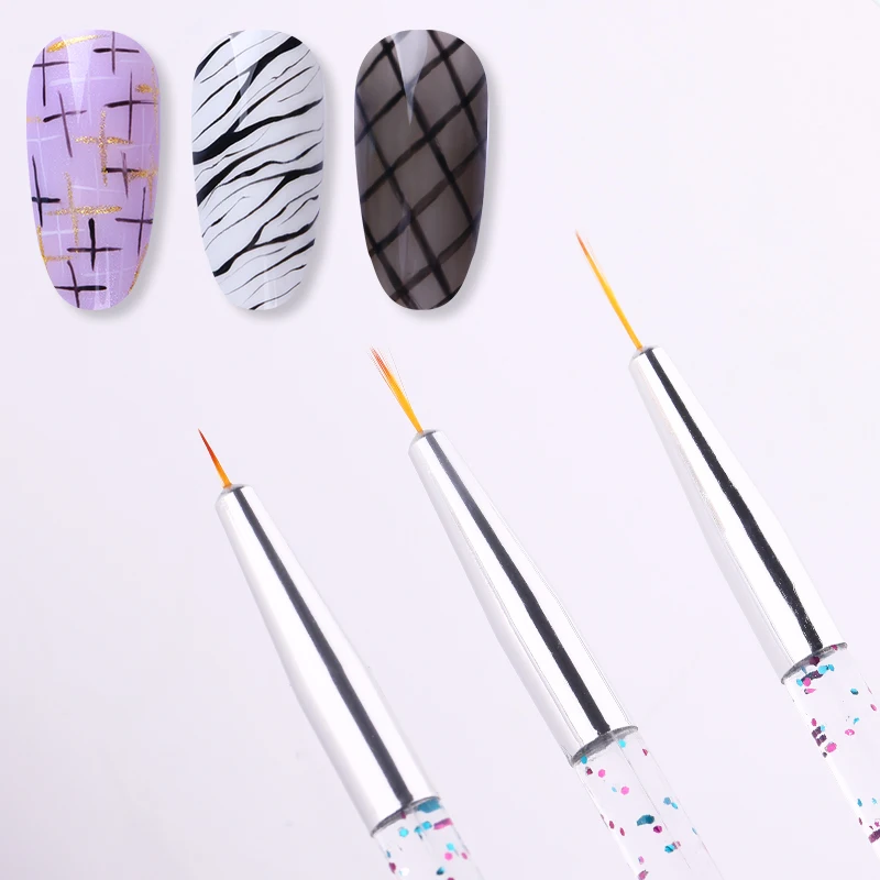 3 Pcs/Set Liner Brush Nail Accessories Drawing UV Gel Pen Painting Glittering Colorful Sequins Clear Handle Art Tools | Красота и
