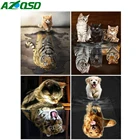 AZQSD картина маслом по номерам животных Наборы уникальный подарок DIY Раскраска по номерам на холсте кота Тигра украшение дома