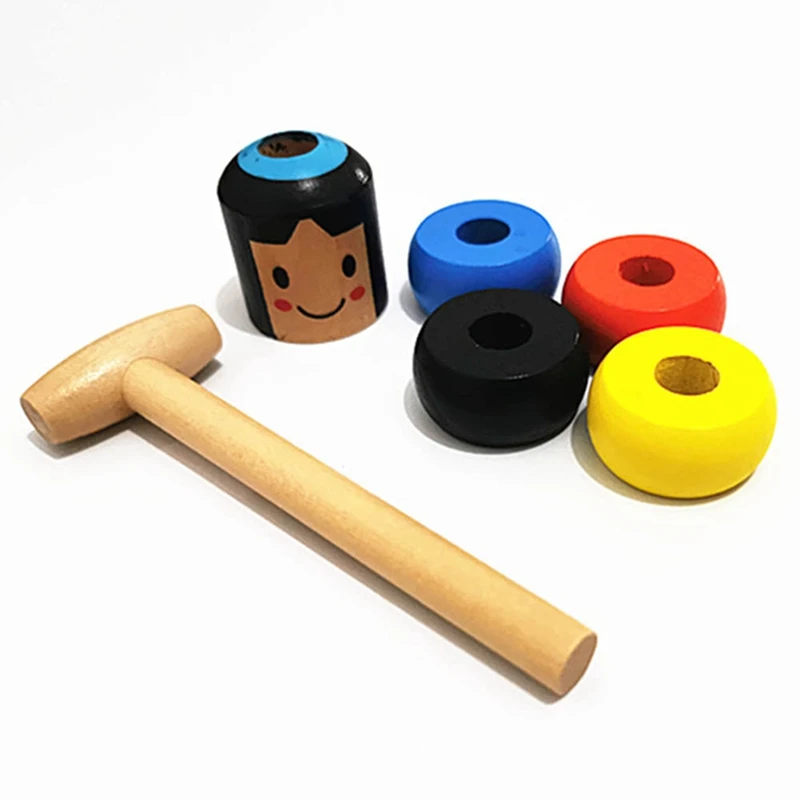 

Boy Girls Magical Wooden Rainbow Color Man Toys Little Wooden Small Man Who Can't Break Props Fun Toy Accessory