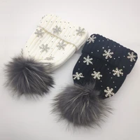 winter 100 real fur pom pom beanies curled cotton knitted skullies cap women thick warm snow christmas knitting hat