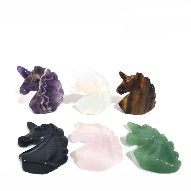 2 дюйма натуральный Единорог кварцевый исцеляющий Кристалл ручной резной