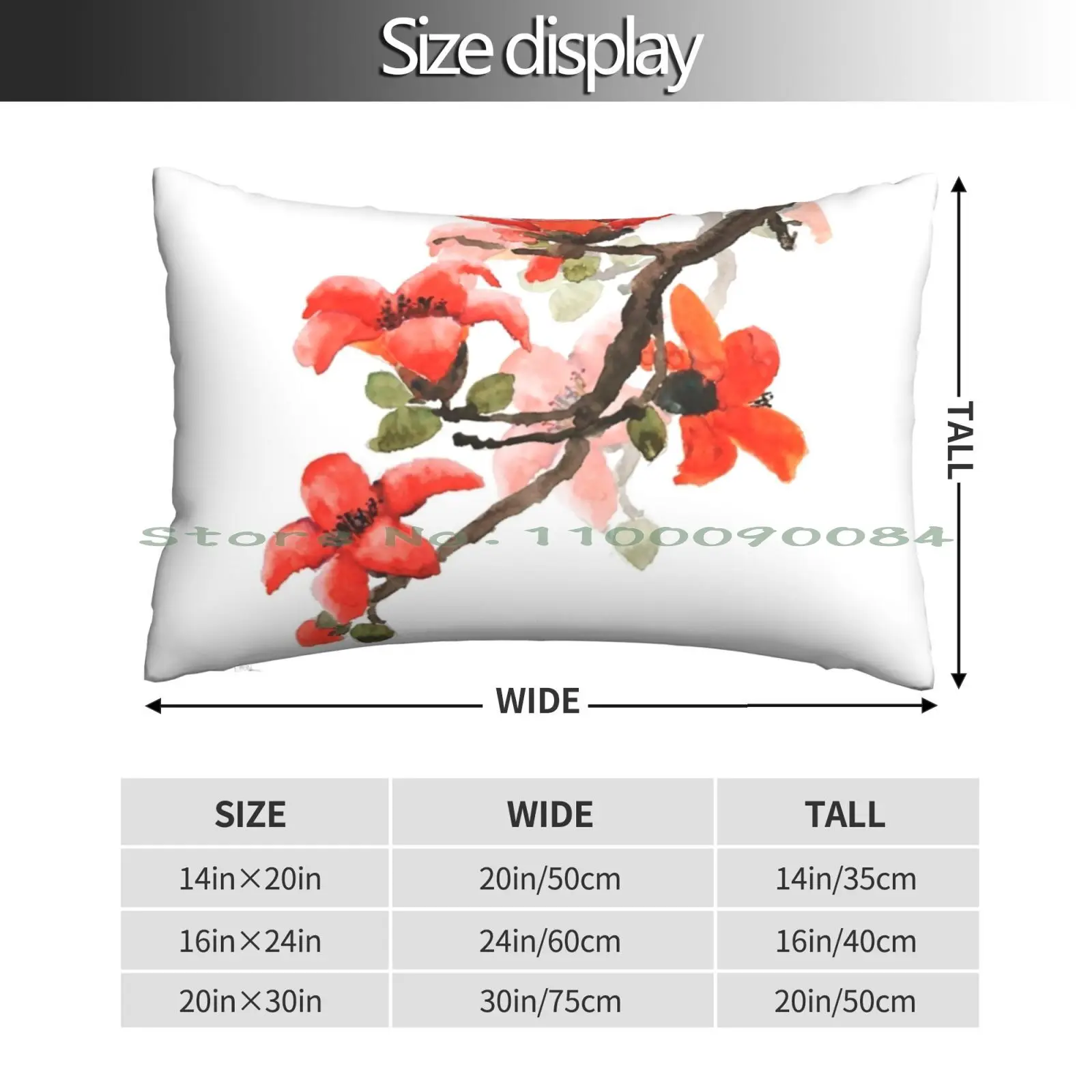 Красно-оранжевый Чехол на подушку с изображением цветов капка 20x30 50*75 диван