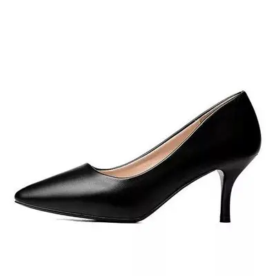 black 6.5 cm Профессиональные тонкие туфли; простые удобные рабочие туфли; черные туфли на высоком каблуке; официальная обувь; кожаные туфли; пикантная женская обувь; маленькие размеры 32 - Цвет: black 6.5 cm