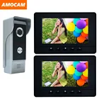 Видеодомофон 7 дюймов, комплект с дверным звонком, панель из алюминиевого сплава, проводная система видеодомофона, 1 ИК-камера, 2 ЖК-цветных монитора