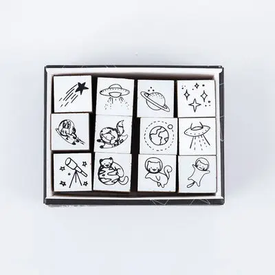 guaimiao-xingqiu 12 шт./компл. соль стиль милые деревянные и резиновые штампы для "сделай сам" скрапбукинг украшения пуля журнал ремесла Kawaii - Цвет: guaimiao-xingqiu