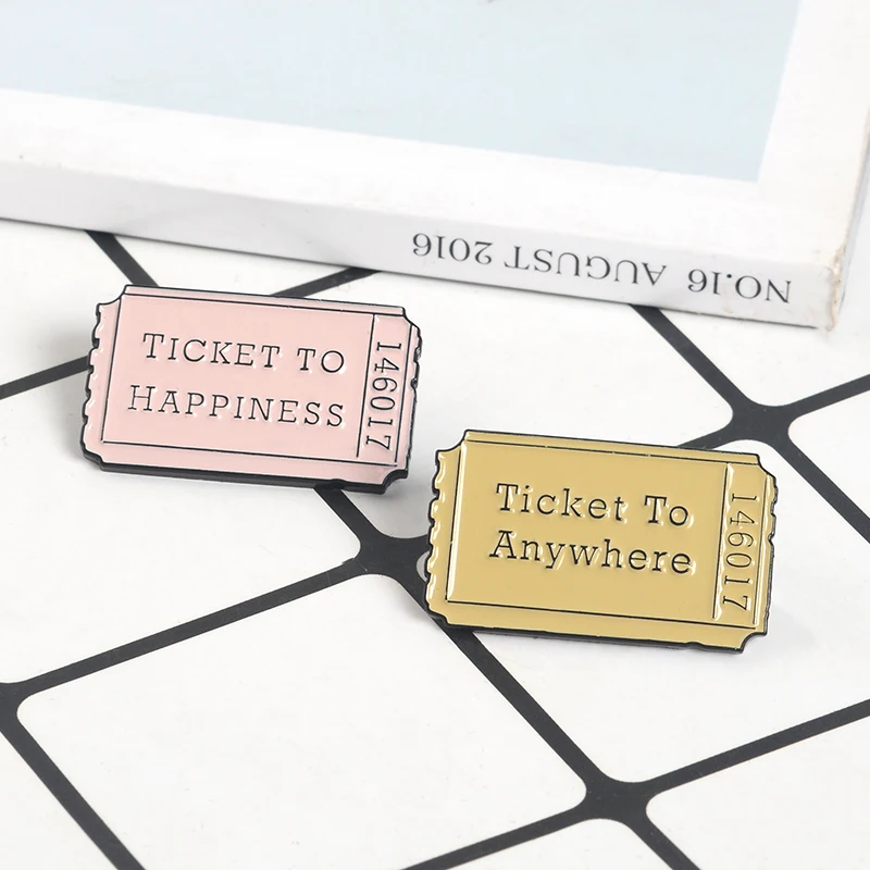 Эмалированные значки билет на счастье в любом месте удачу очаровательные броши