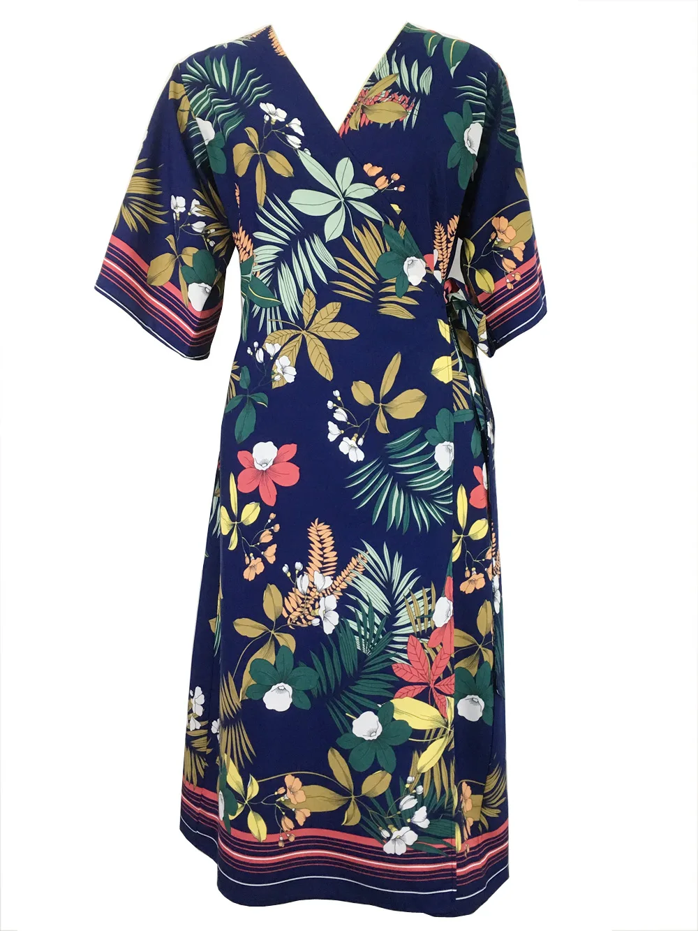 

Digital Printing Dress Plus Size Women's Clothing V-Neck Half Sleeves Fashion Elegant Beach Vacation Sun Protection Dress 2021