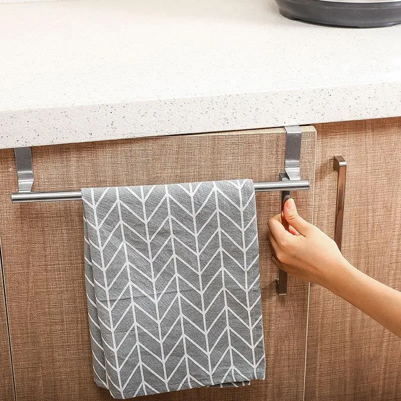 Stainless Steel Towel Rack Bathroom Holder Stand Kitchen Cabinet Door Hanging Organizer Shelf Wall Mounted Towels Bar | Дом и сад