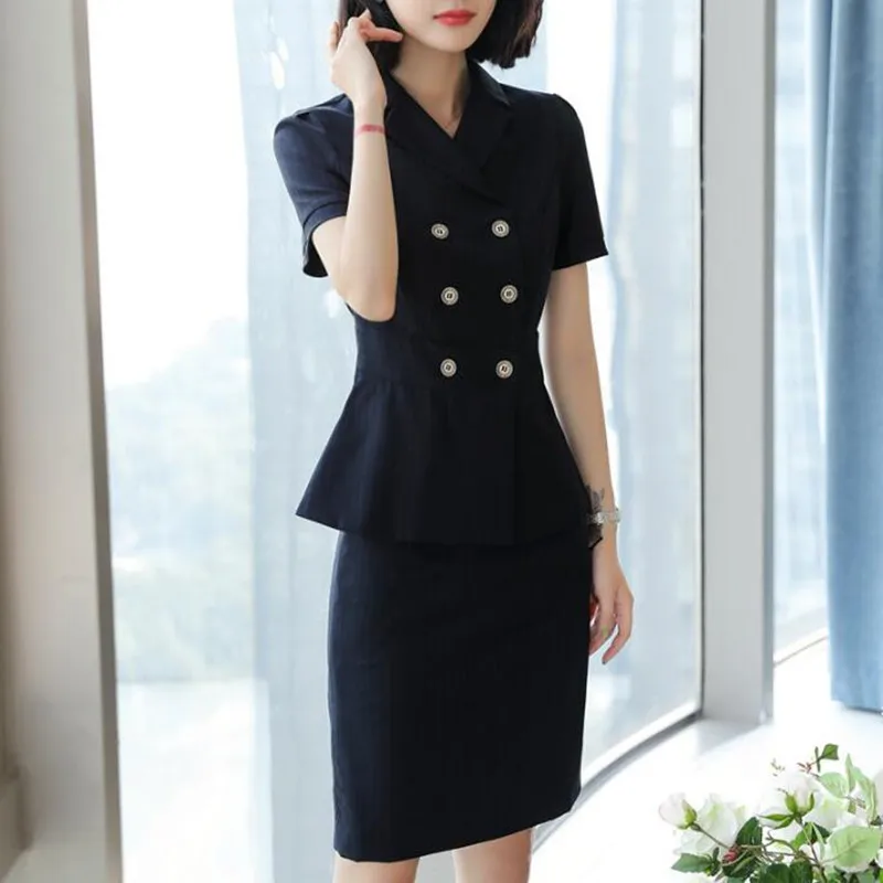 Женское Деловое платье карандаш в полоску двубортное элегантное черное с