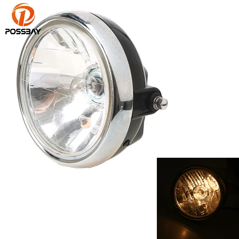 Передняя фара POSSBAY 7 дюймов для мотоцикла лампа Янтарная Suzuki EN125 Yamaha Kawasaki Honda