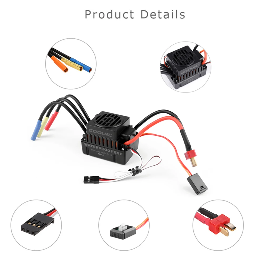 GoolRC обновление водонепроницаемый 3650 3900KV бесщеточный двигатель с 60A ESC комбо набор