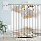 Занавеска для душа Орхидея, натуральные цветы, зеленые листья, Современный Цветочный декор, ткань из полиэстера, Фотоштора с крючками