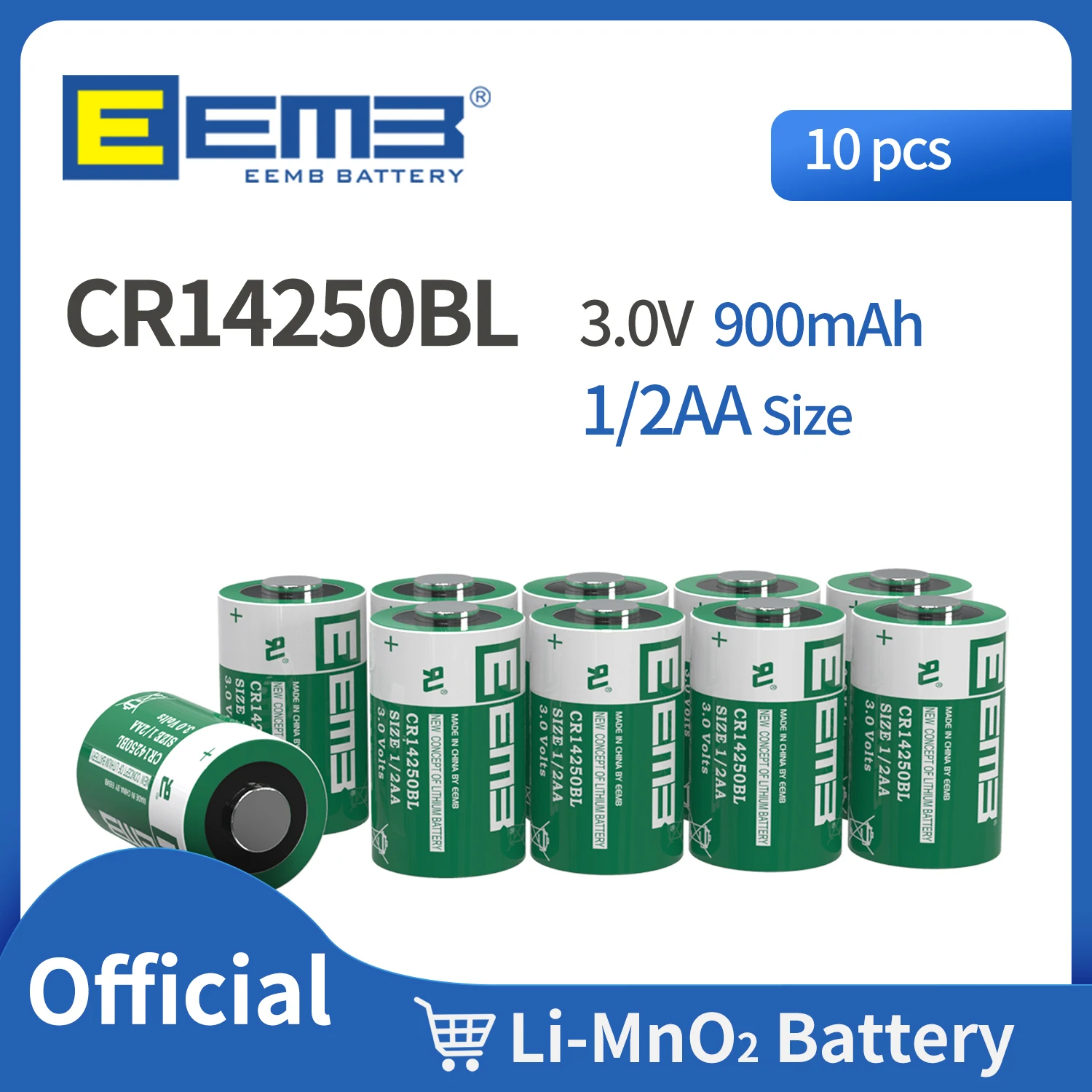 EEMB 10 шт. CR14250BL 3 0 в 1/2 AA Размер литиевая батарея 900 мАч неперезаряжаемая