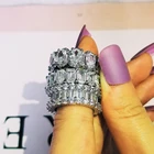 Роскошное серебряное кольцо невесты багет огранка Цирконий Вечность кольцо для женщин Свадьба День Святого Валентина подарок на палец ювелирные изделия R5712