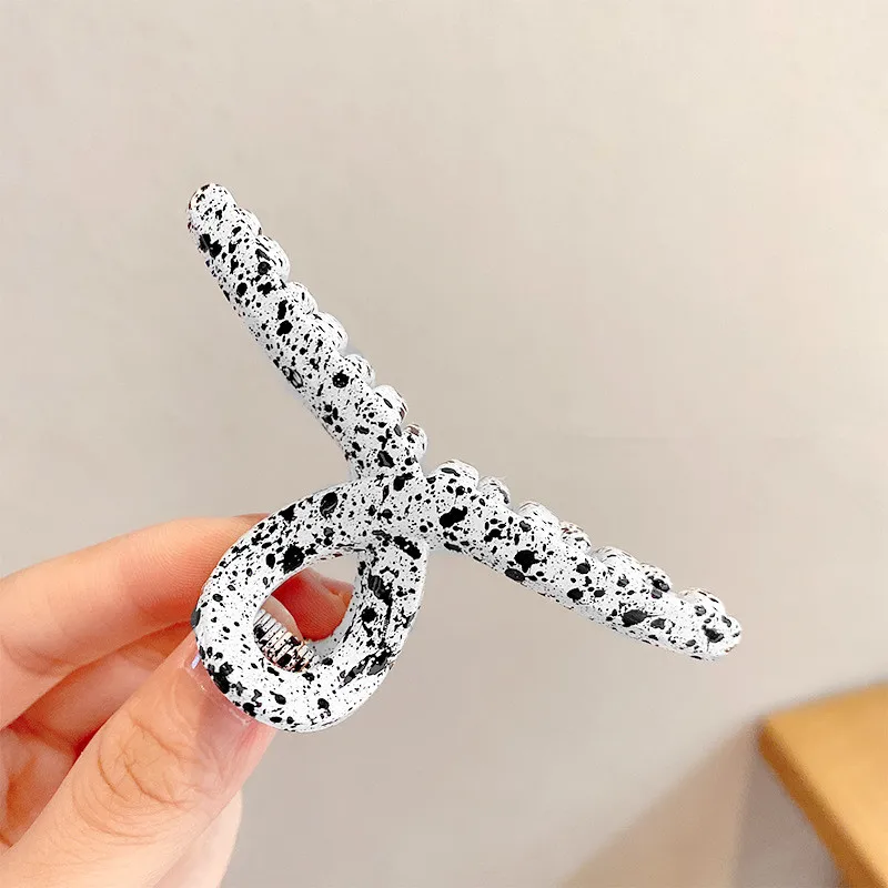 

New Fashion Black and White Print Large Rectangle Geometry Hairpin Hair Crab Hair Claws Women Girl Hair Accessories Headwear