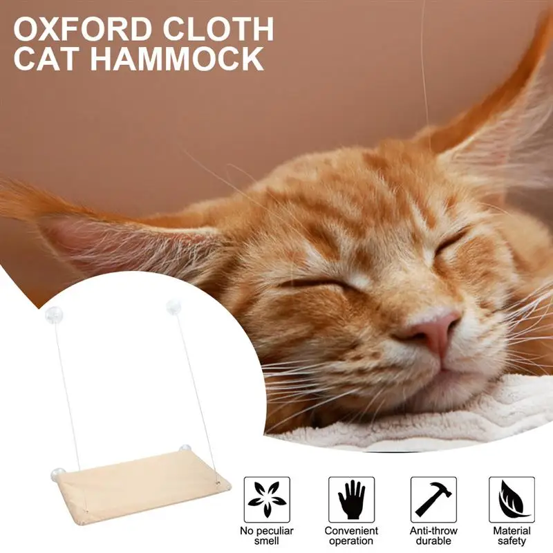 

Cat Hammock Seat Suction Cups Space Saving Window Perch Cat Bed Wall Hanging Pet Mesh Breathable Hammock