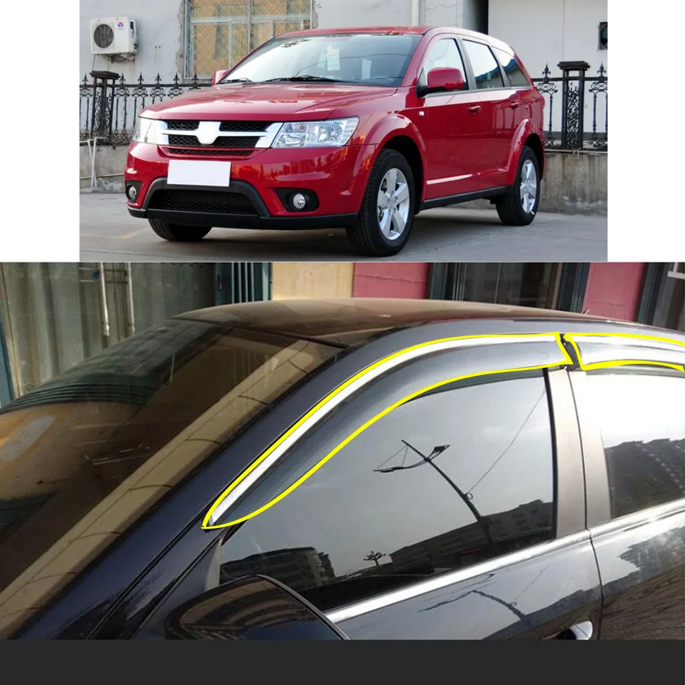 

Car Body Styling Sticker Plastic Window Glass Wind Visor Rain/Sun Guard Vent Parts For FIAT Freemont 2013 2014 2015