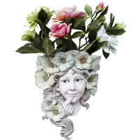 Western Goddess Hanging Resin Wall Crafts creative household wall flowerpot Outdoor Smile Girl Character Fairy Garden Ornament
