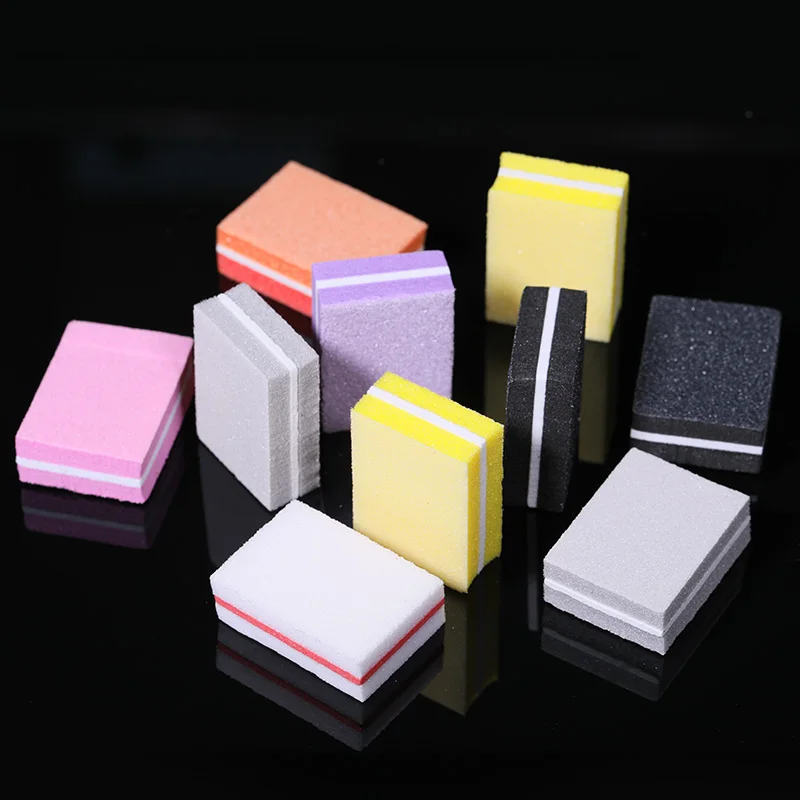 Мини пилка для ногтей двусторонняя красочная шлифовальная губка Полировка