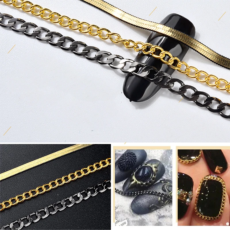 Металлическая цепочка для ногтей в стиле панк|Стразы и украшения| |