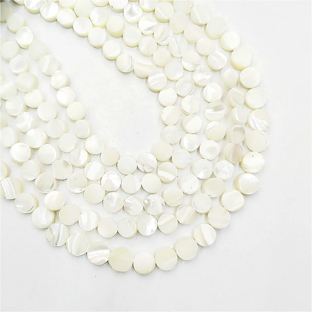 

Natural Sea Shell Round Beads 8-10mm Exquisite Shell Round Pie-shaped Beads For DIY Bracelets, Necklaces, Earrings Accessories