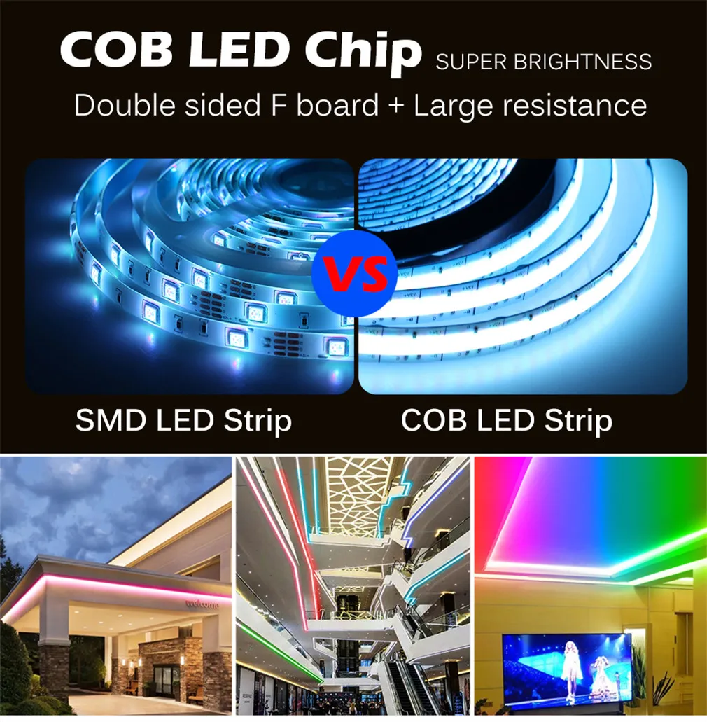 RGB COB LED Strip 12V 24V 630LEDs/m High Density Soft Flexible Tape Light For Indoor Decoration Lighting | Лампы и освещение